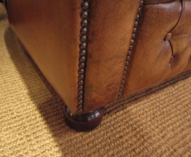 Original Leather Buttoned Chesterfield Settee - Image 5