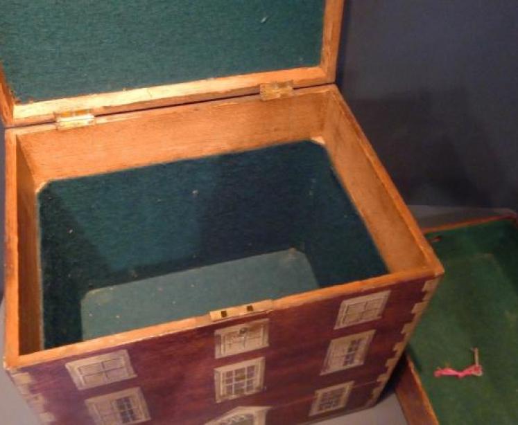 Antique Hand Painted Country House Box - Image 5