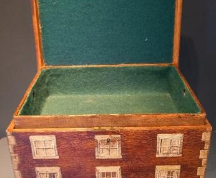 Antique Hand Painted Country House Box - Image 6