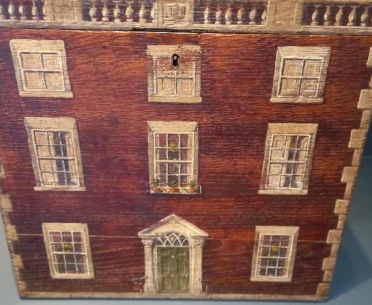 Antique Hand Painted Country House Box - Image 7