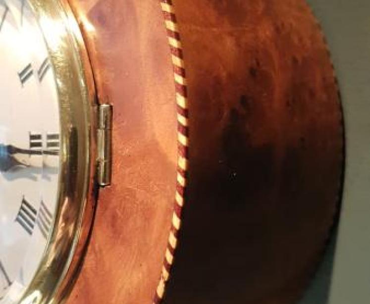 Late Victorian Burr Walnut Library Wall Clock - Image 3