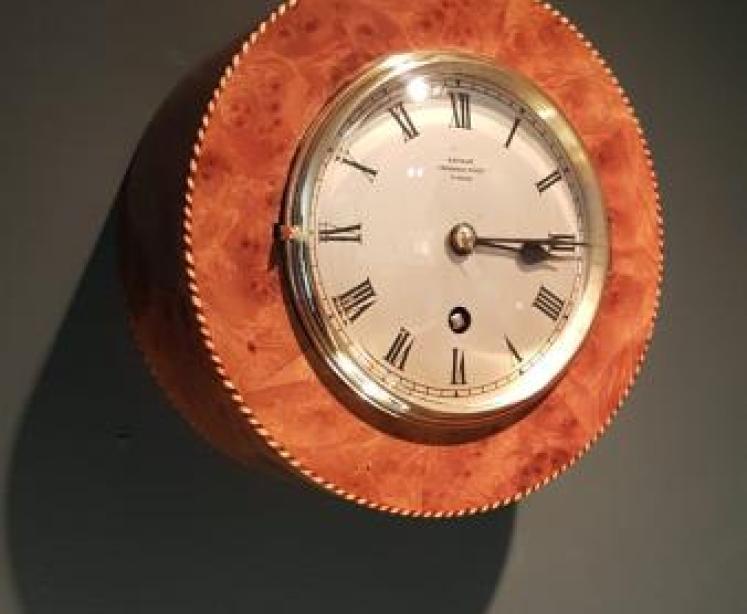 Late Victorian Burr Walnut Library Wall Clock - Image 5