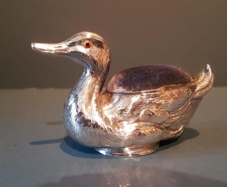 Edwardian Silver Swimming Duck Pin Cushion - Image 6