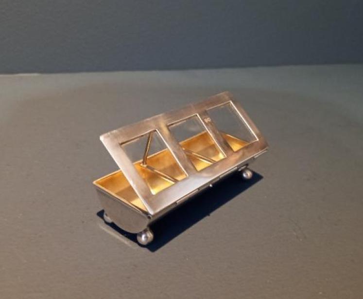 Antique Solid Silver Triple Stamp Box - Image 3