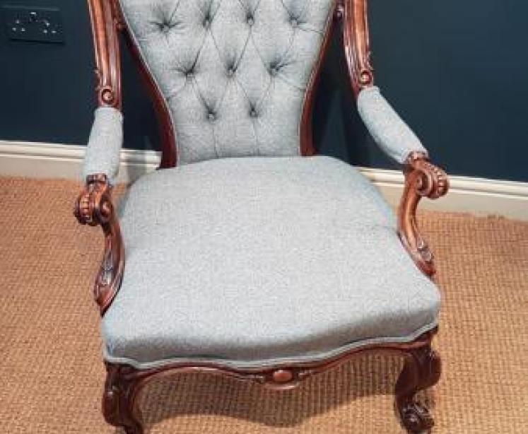 Victorian Walnut Framed Open Arm Chair - Image 1