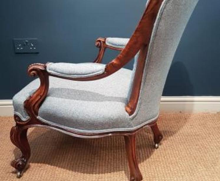 Victorian Walnut Framed Open Arm Chair - Image 5