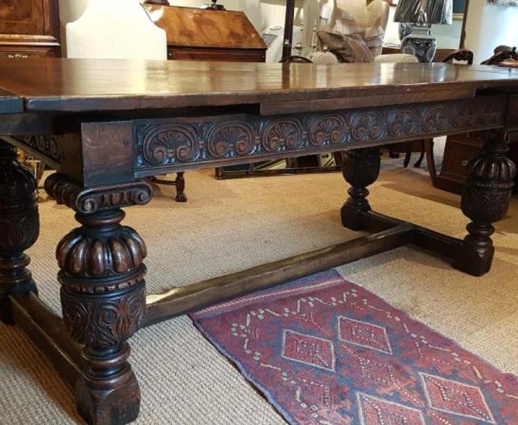 Superb Extending Oak Refectory Table - Image 2