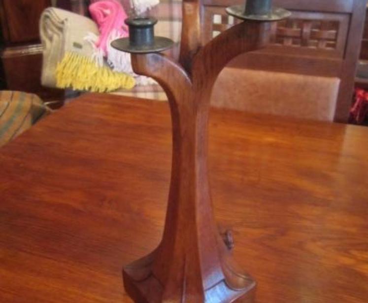 Rare Mouseman Apprentice Three Way Candleabra - Image 3