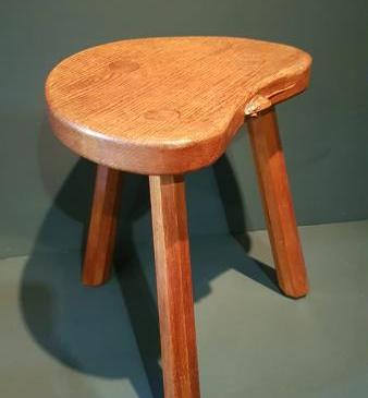 Small Original Mouseman Adzed Oak Stool