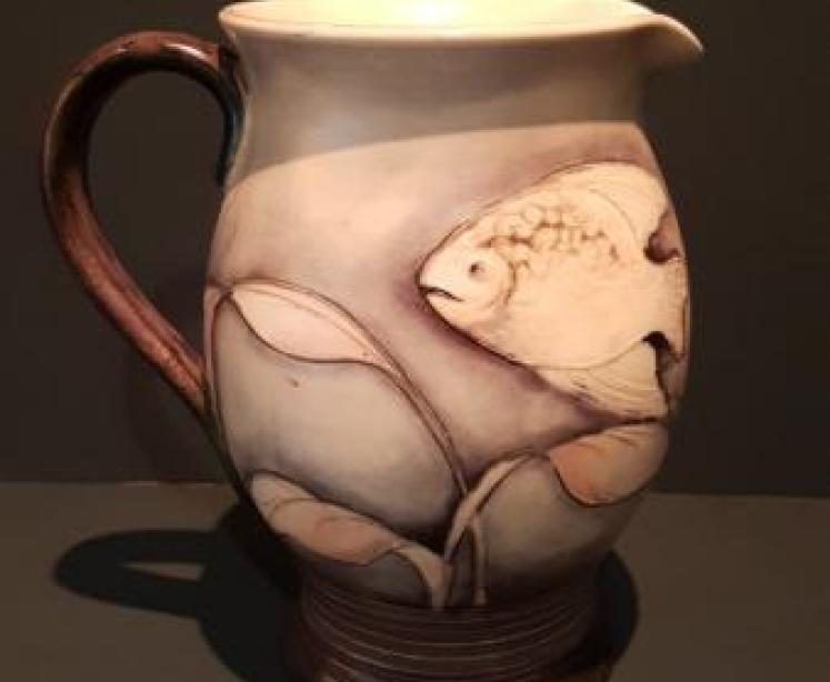 1920's Moorcroft Salt Glazed Fish Jug - Image 1