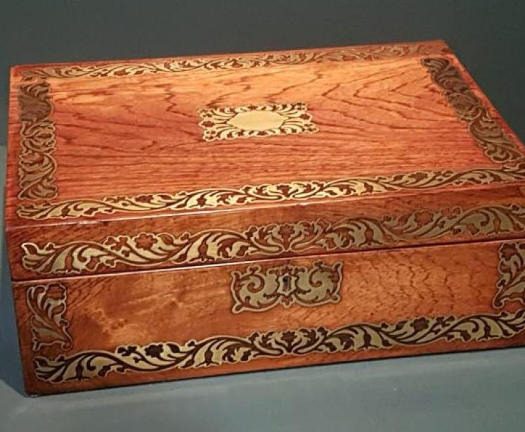Regency Brass Inlaid Rosewood Box - Image 1