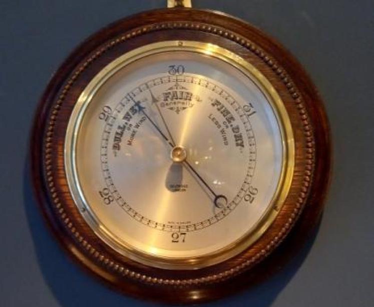 Antique Polished Oak Selfridges of London Barometer - Image 1