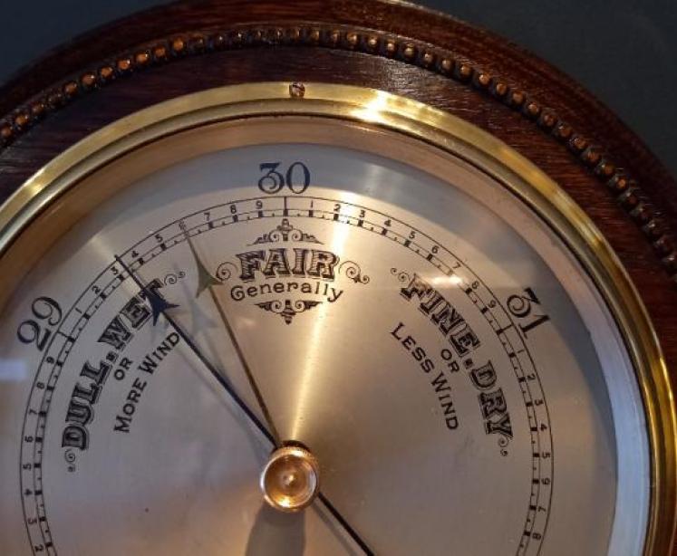 Antique Polished Oak Selfridges of London Barometer - Image 2