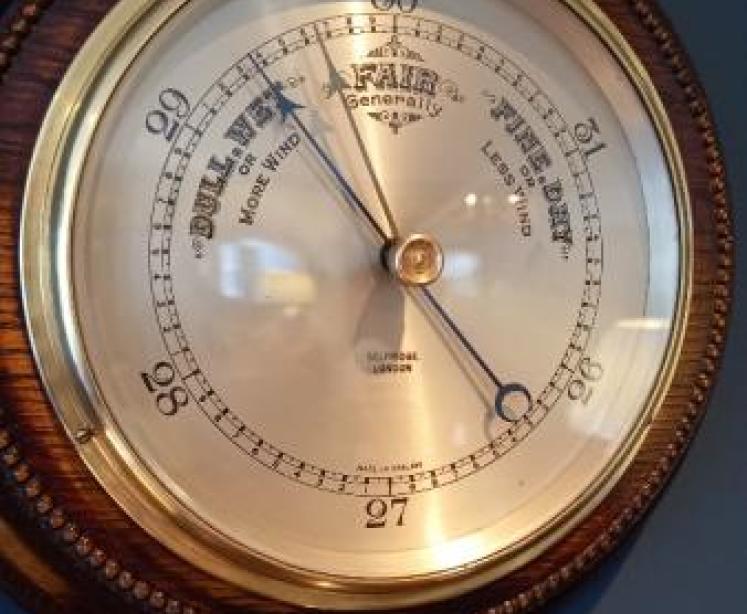 Antique Polished Oak Selfridges of London Barometer - Image 3