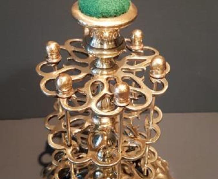 Unusual Victorian Brass Bobbin Rack - Image 3