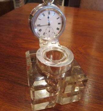 Superb Edwardian Silver Inkwell & Watch Top