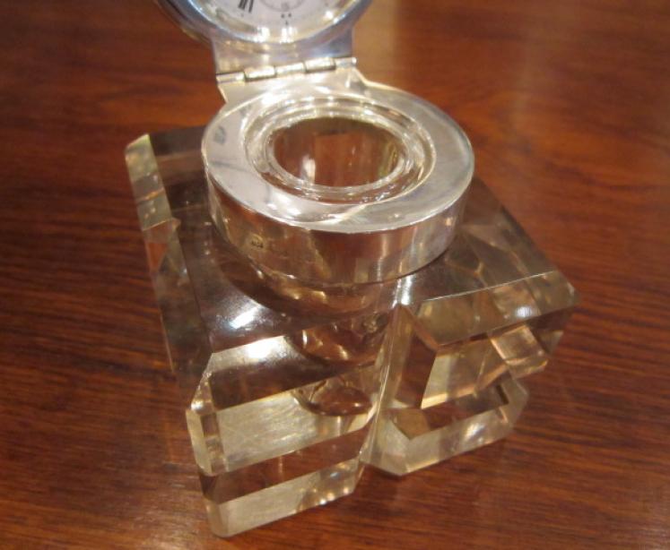 Superb Edwardian Silver Inkwell & Watch Top - Image 5