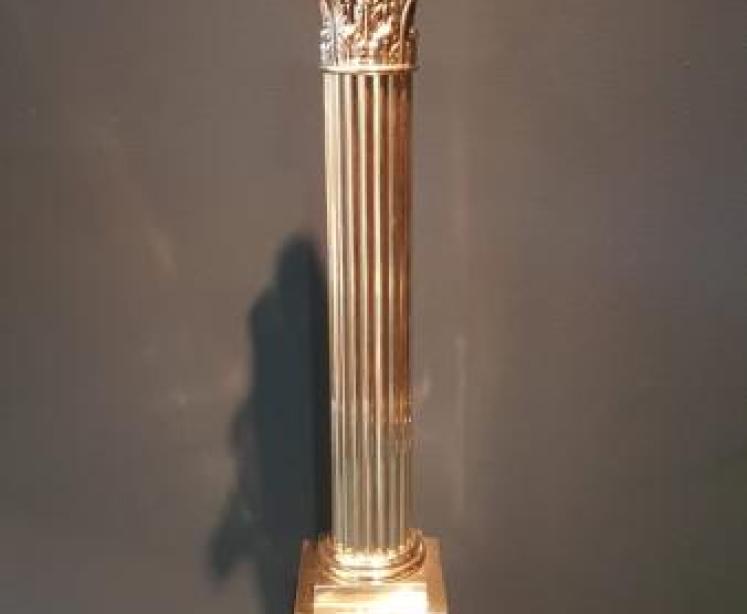 Edwardian Solid Brass Corinthian Column Table Lamp - Image 1