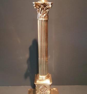 Edwardian Solid Brass Corinthian Column Table Lamp