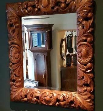 Impressive Victorian Carved Oak Mirror