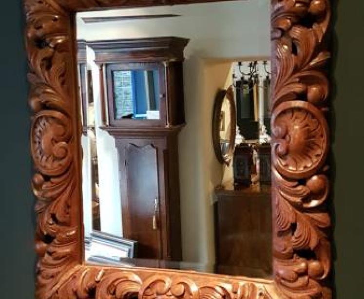 Impressive Victorian Carved Oak Mirror - Image 1