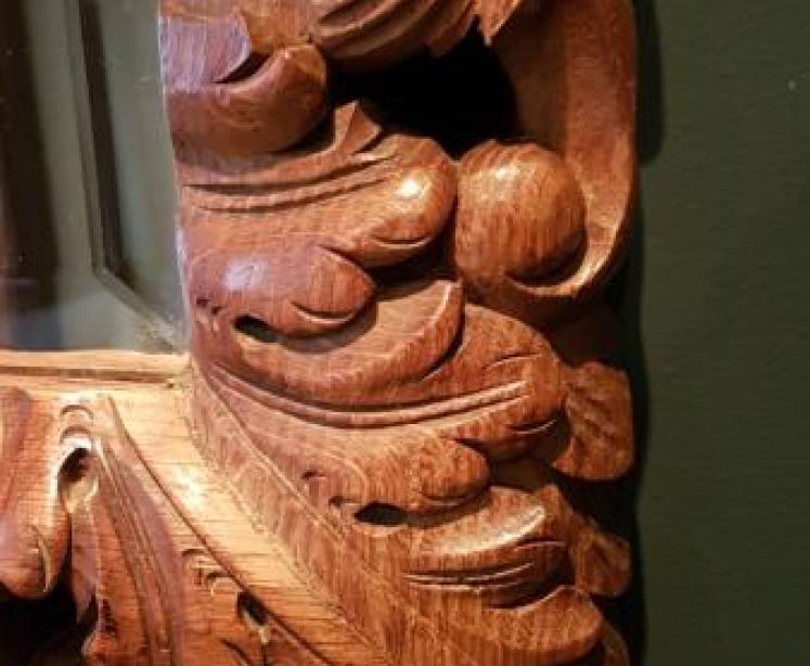 Impressive Victorian Carved Oak Mirror - Image 2
