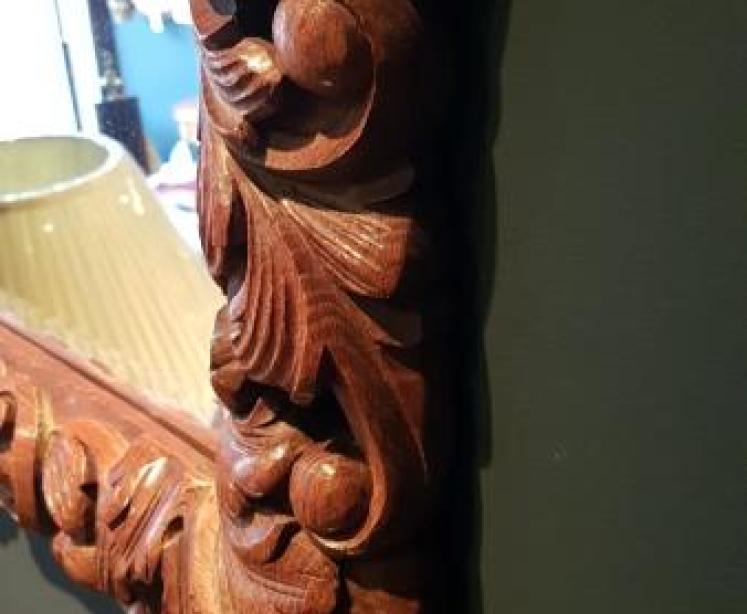 Impressive Victorian Carved Oak Mirror - Image 3