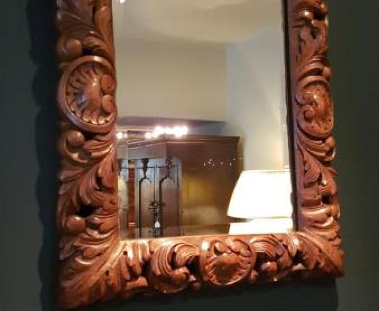 Impressive Victorian Carved Oak Mirror - Image 4