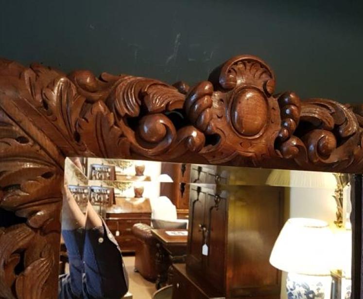 Impressive Victorian Carved Oak Mirror - Image 5