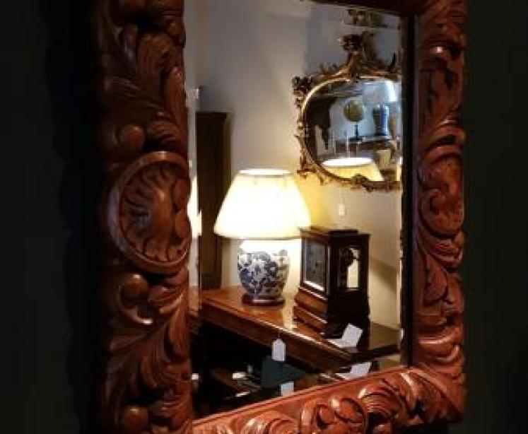 Impressive Victorian Carved Oak Mirror - Image 6
