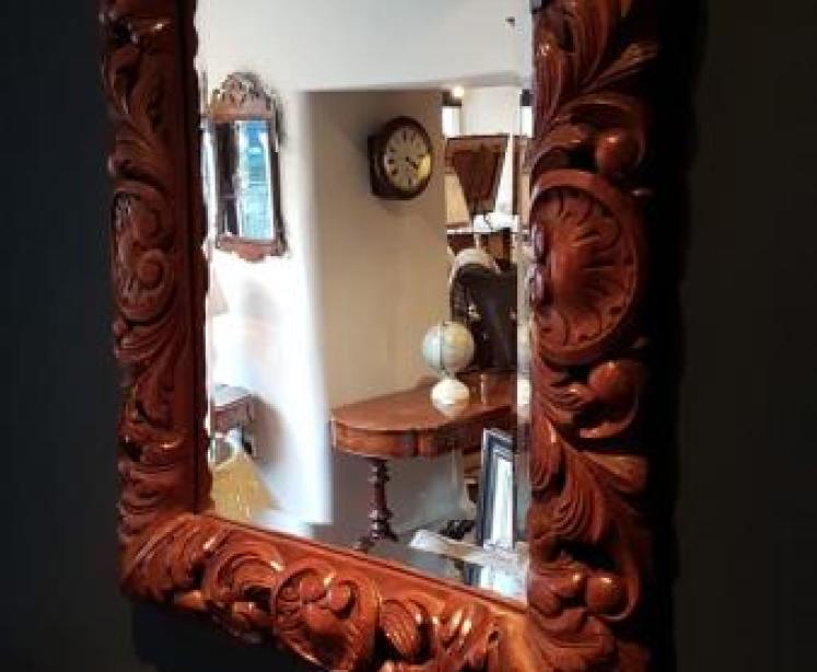 Impressive Victorian Carved Oak Mirror - Image 7
