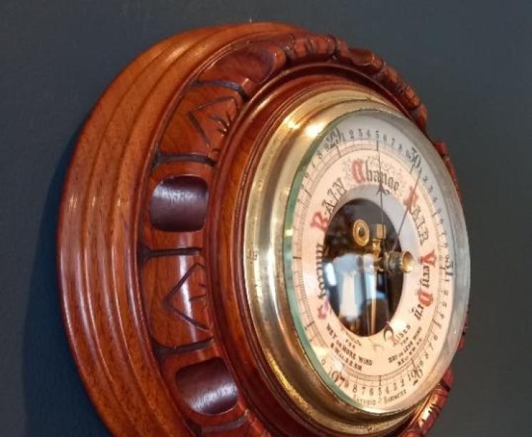 Superb Mid Victorian Walnut Skeletonised Barometer - Image 2