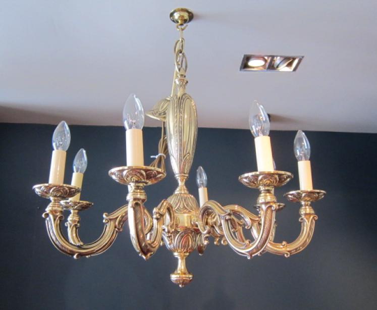 Superb Art Nouveau Cast Bronze Chandelier - Image 1