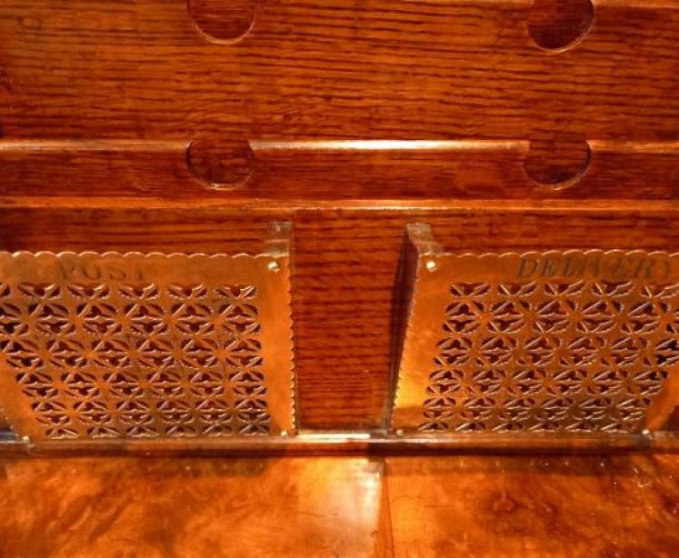 Antique Polished Oak Stationery & Letter Rack - Image 4