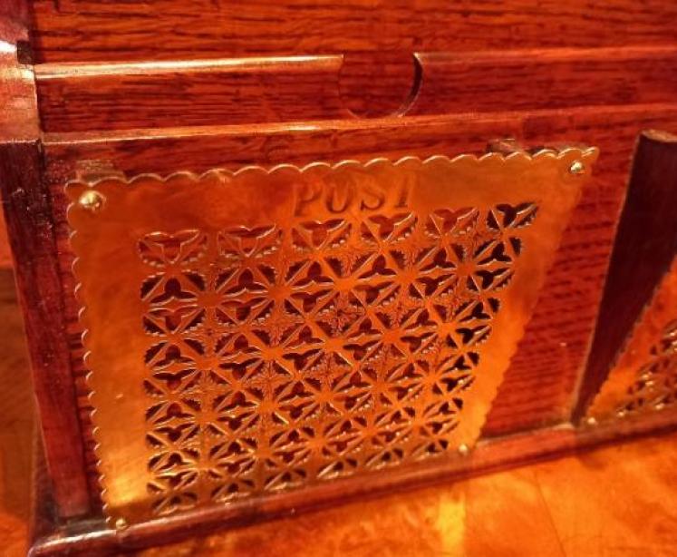 Antique Polished Oak Stationery & Letter Rack - Image 6