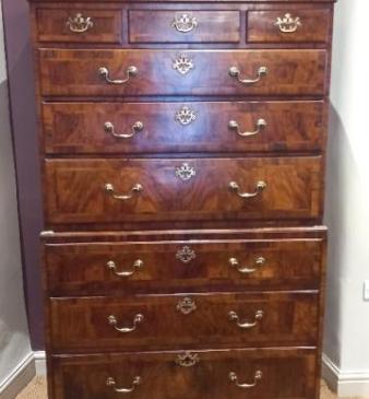 Superb George II Period Figured Walnut Chest on Chest