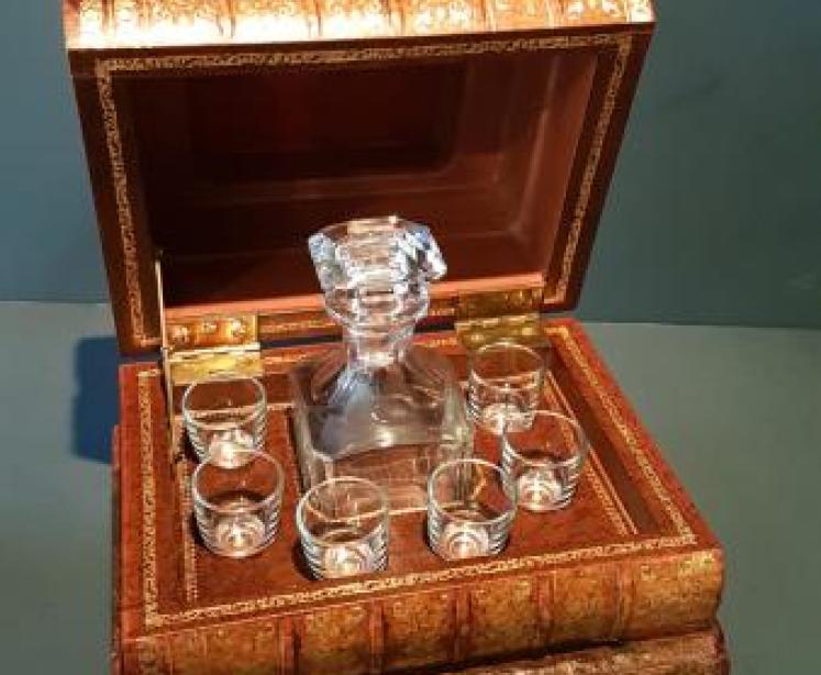 Leather Stack of Books Tantalus Box - Image 1