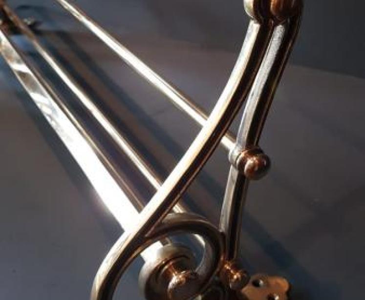 Edwardian Solid Brass Coat and Hat Rack - Image 2