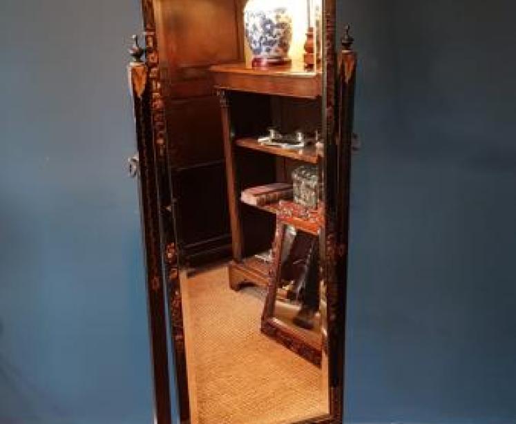 Edwardian Chinoiserie Cheval Mirror - Image 1