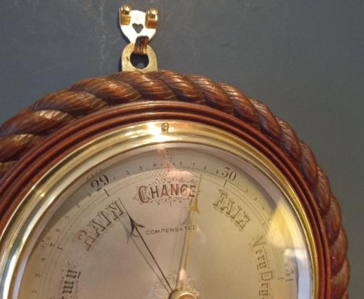 Large Victorian Walnut Ship's Barometer & Thermometer - Image 2