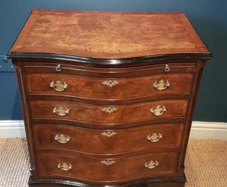 Edwardian Serpentine Fronted Chest of Drawers - Image 1