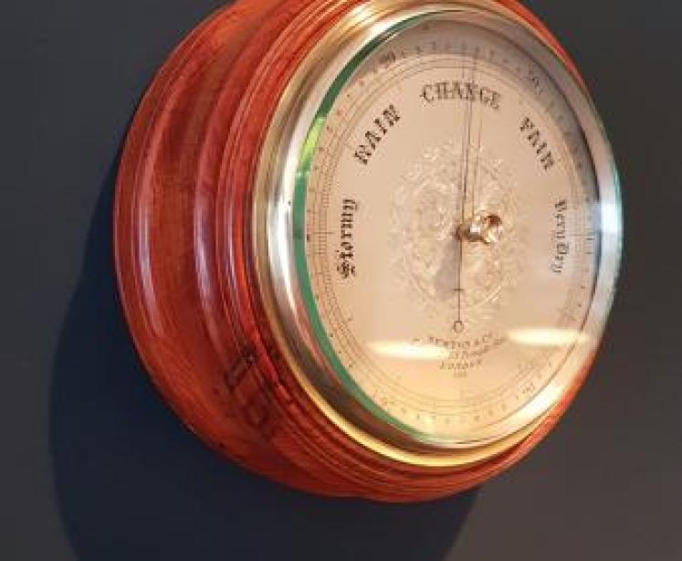 Newton London Silvered Dial Yew Wood Barometer - Image 2