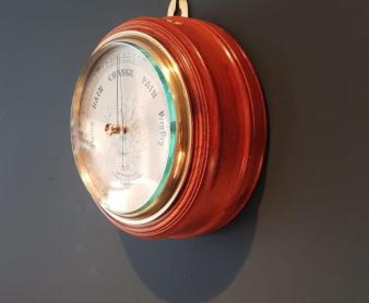 Newton London Silvered Dial Yew Wood Barometer - Image 3