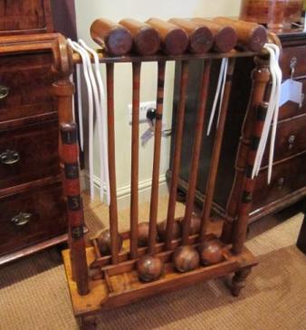 Original Victorian Ash & Elm Croquet Stand