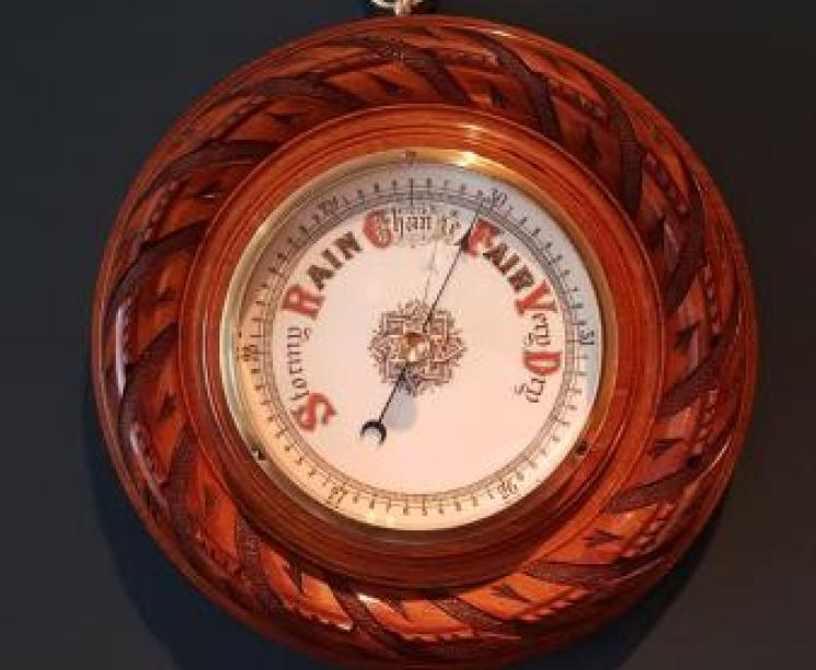 Quality Victorian Carved Walnut Barometer - Image 1