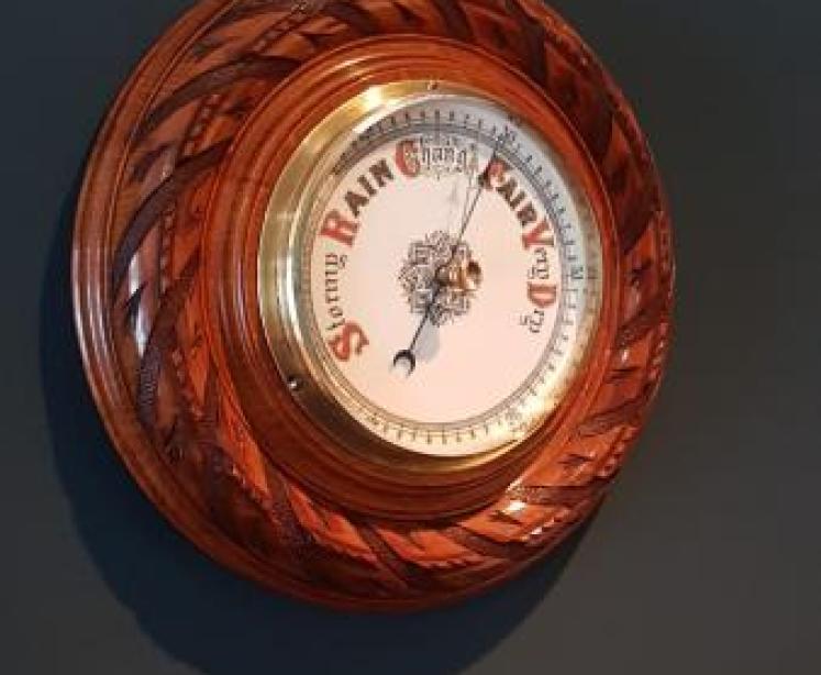 Quality Victorian Carved Walnut Barometer - Image 7