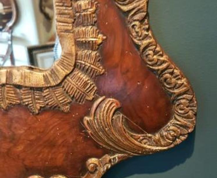 Victorian Burr Walnut & Plaster Gilt Mirror - Image 4