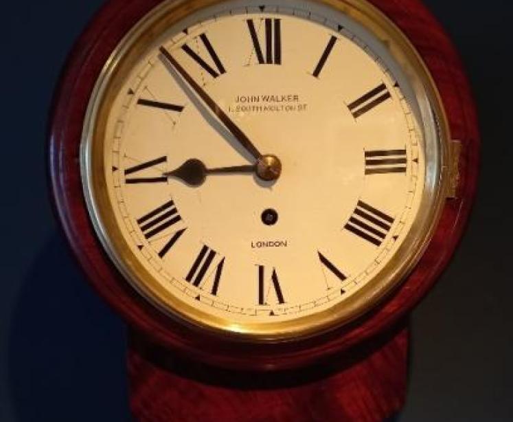 Small Antique Single Fusee 8" Drop Dial Wall Clock - Image 1