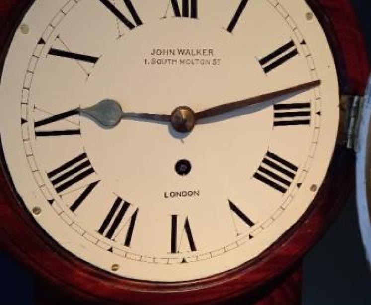 Small Antique Single Fusee 8" Drop Dial Wall Clock - Image 2