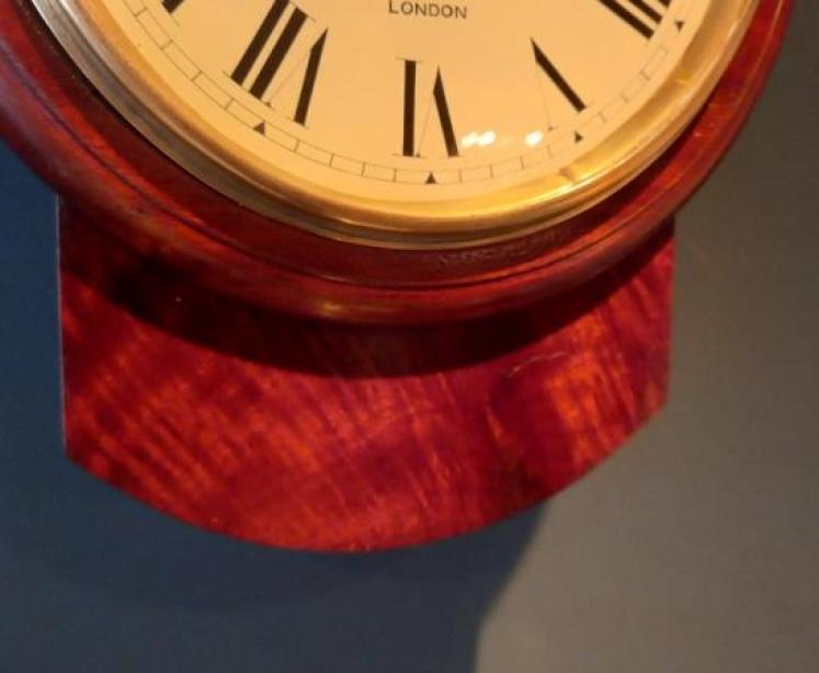 Small Antique Single Fusee 8" Drop Dial Wall Clock - Image 3